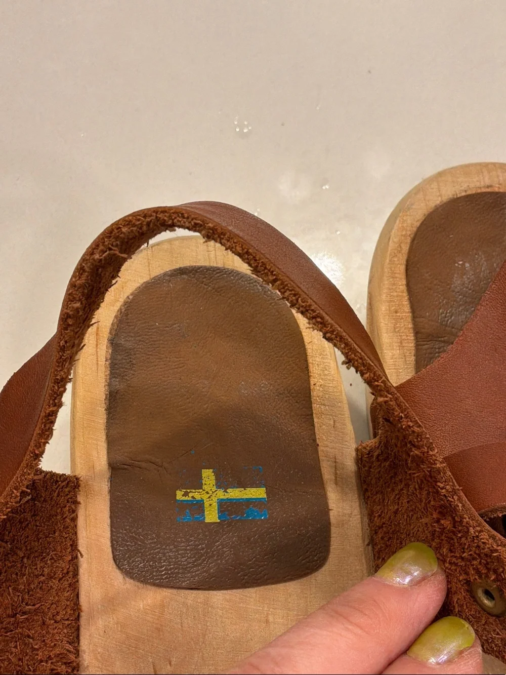 MIA Brown Leather Open-Toe Wedge Sandals